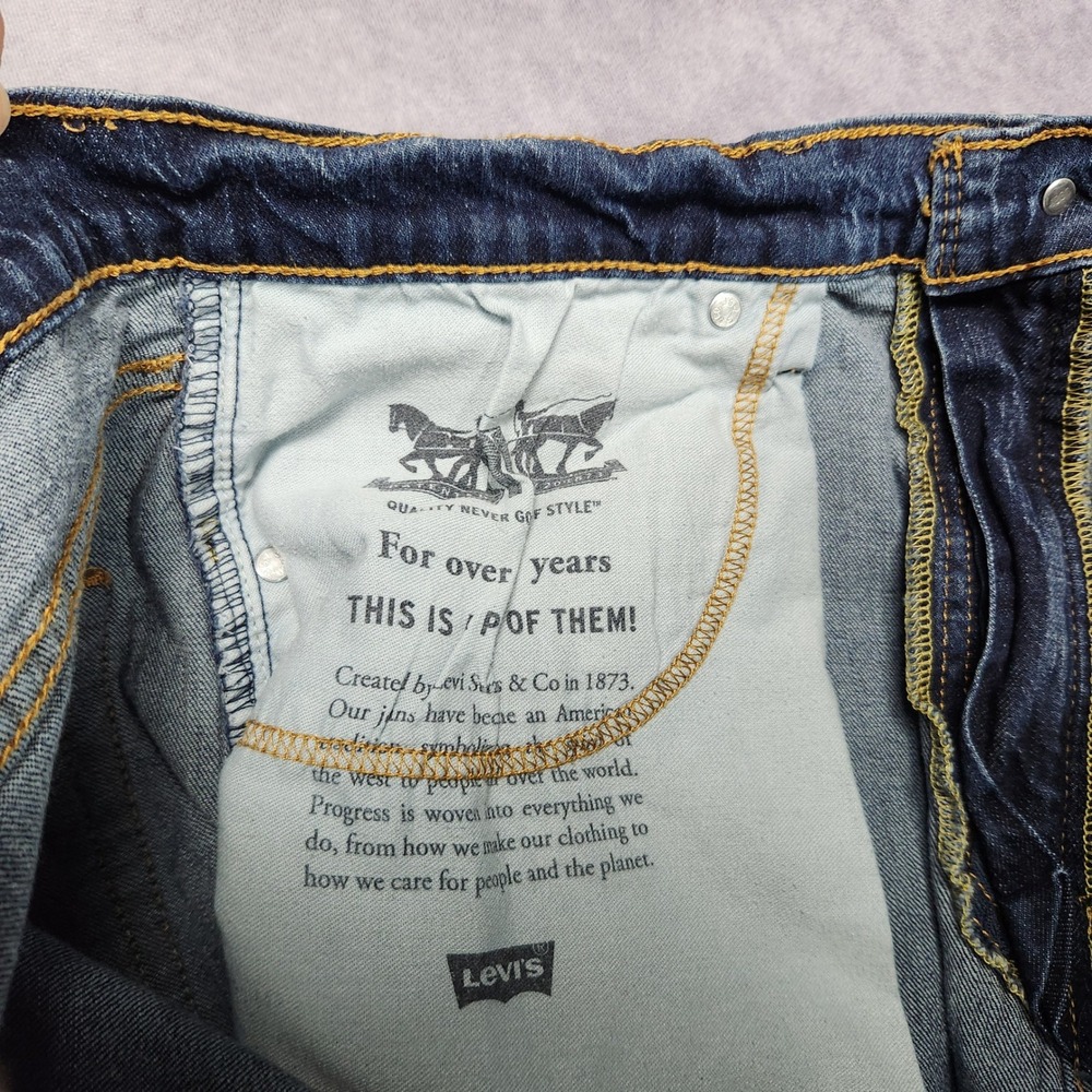 Levis 502 Regular Taper Mens Jeans size 36 38x32 Dark Wash Blue Stretch - Picture 16 of 16